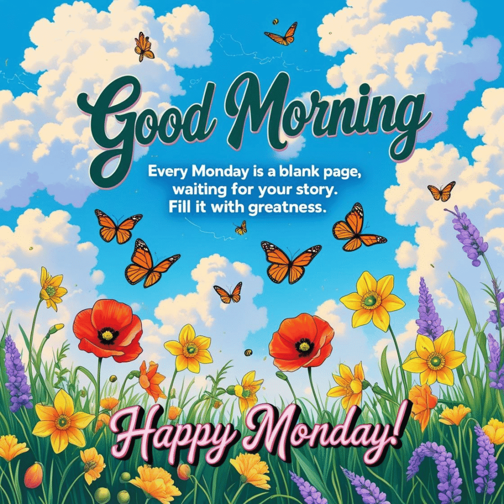 Happy Monday Quote: Every Monday is a blank page, waiting for your story. Fill it with greatness