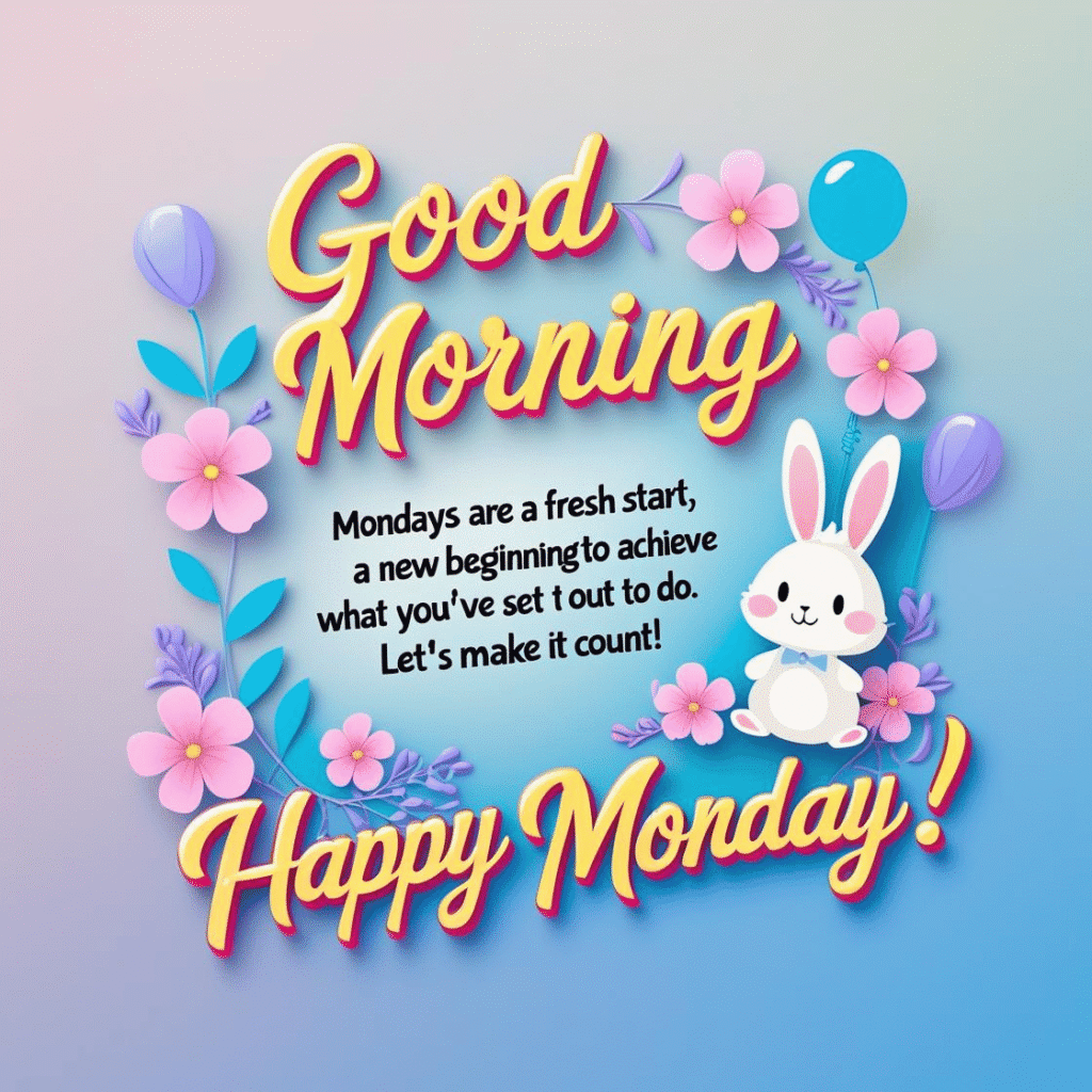 Happy Monday Blessings: Mondays are a fresh start, a new beginning to achieve what you've set out to do. Let's make it count!